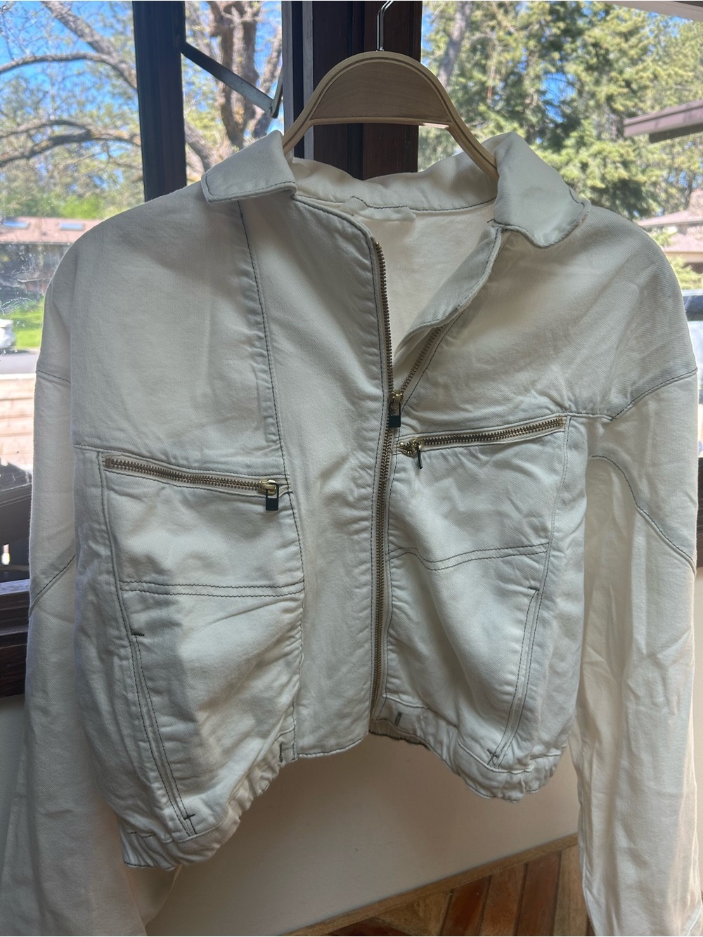 We The Free Cream Zip Bomber Jacket